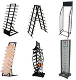 Knock Down MDF Metal Display Fixture Freestanding Stone Stand Artificial Square Floor Tile Display