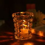 Small Size Glass Votive Candle Holder with Embossed Pattern