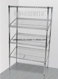 4 Tiers Chrome Metal Multifunction Slanted Display Shelving