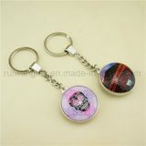 25mm Double Sided 3D Dome Glass Key Holder for Promotion Keychain