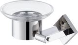 Diamond Shaped Base Clear Glass Toothbrush Holder (06-1103)