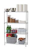 Adjustable 4 Tier Shining Chrome Kitchen Wire Shelving Home Food & Drink Pantry Storage Rack