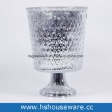 Diamond Slivery Glass Hurricane Candle Holder