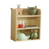 Natural Finish Square 3 Tier Solid Vintage Small Wood Shelf Wall