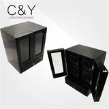 Black Double Glass Door Wooden Watch Winder