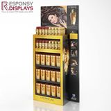 Large Customized Floor Wood Shampoo Hair Care Product Display Shelves