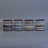 Reactive Ceramic Candle Holder with Ethnic Hand Painting Finish